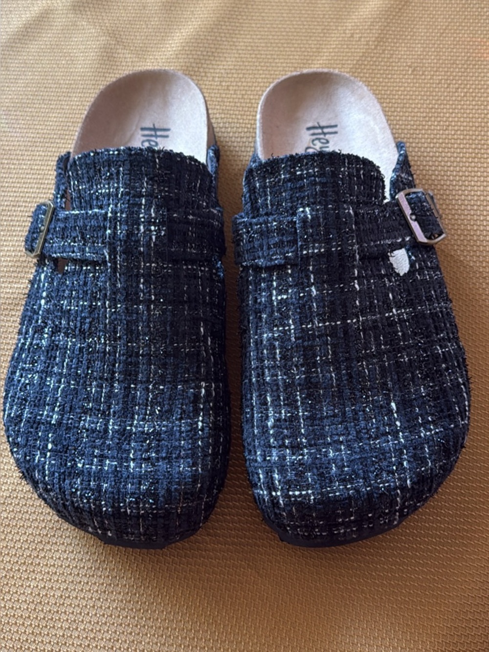 Corky’s Hey Girl Slip-On Clog Mule in Black Tweed Fabric. Women’s size 8, NEW